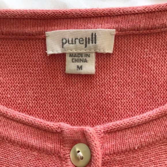 Pure Jill Pink Long Sleeve Button Sweater - M - Picture 6 of 11